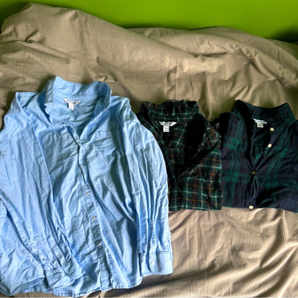 OLD NAVY - Flannel and Blue Collared Shirt Bundle - Size XL Tall (x2) and M Tall